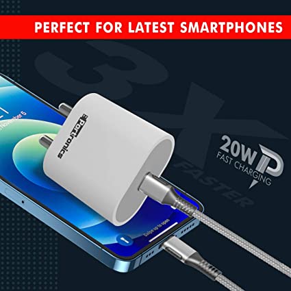 Portronics Adapto 20 Type C 20W Fast PD/Type C Fast Charging Adapter (White) - Image 2