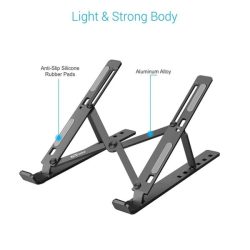 1 Portronics My Buddy K Portable Laptop Stand with Adjustable Height, Foldable, OverHeating Protection for Laptops & MacBooks (Grey)