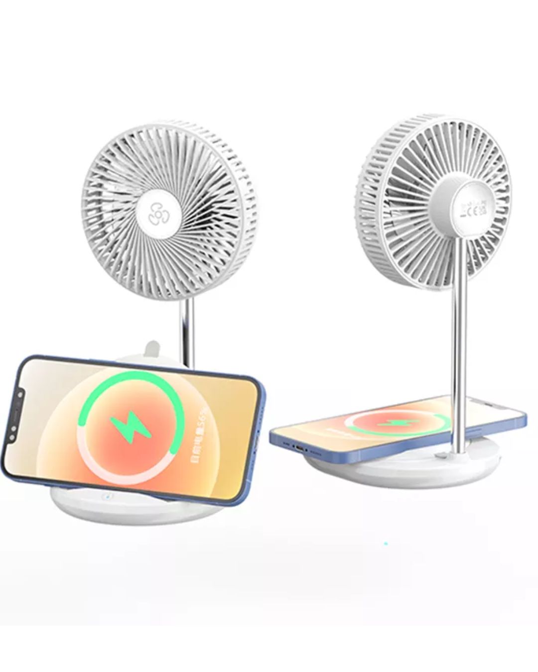 USB Mini Fans 2 in 1 Table Phone Stand With Fast Wireless Charger - Image 5