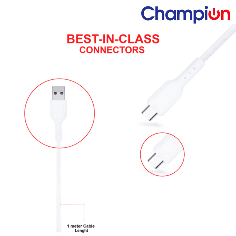 Buy 1 Get 1 Free Champion Micro Data Cable White (Pack of 2) - Image 2