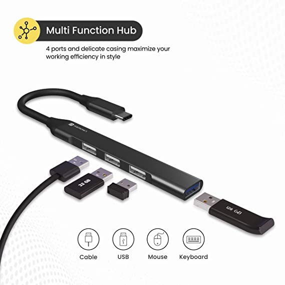 Portronics Mport 31C USB C Hub (4-in-1), Type C Multiport Adapter with 1 x USB 3.0 & 3 x USB 2.0 Ports, up to 5 Gbps High Speed Data Transfer (Grey) - Image 2