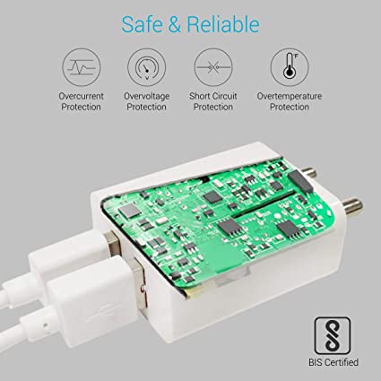 Portronics Adapto 488 Quick Charger USB Adapter,2.4A Dual USB Port + Micro USB Cable for All iOS & Android Devices (White) - Image 2