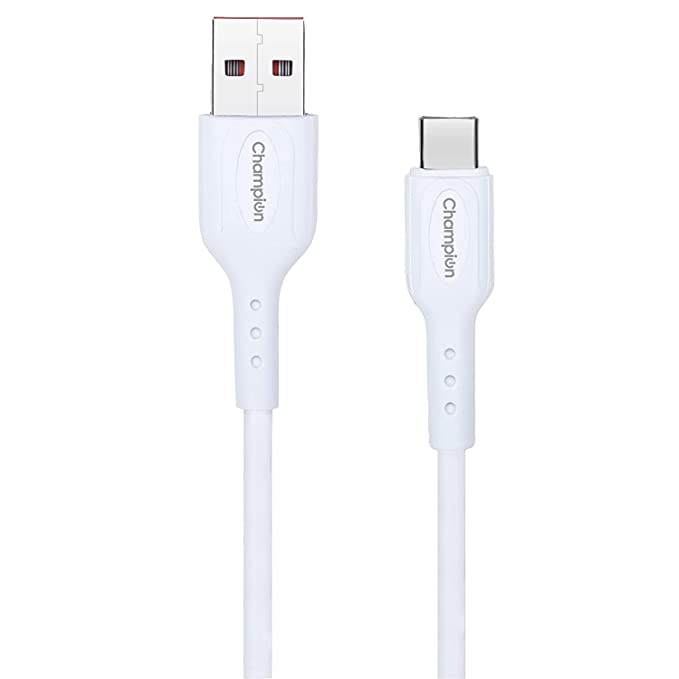 Champion USB to Type-C 3Amp Data Sync & Charging Cable PVC for all Android & USB Type-C Devices (White) - Image 2