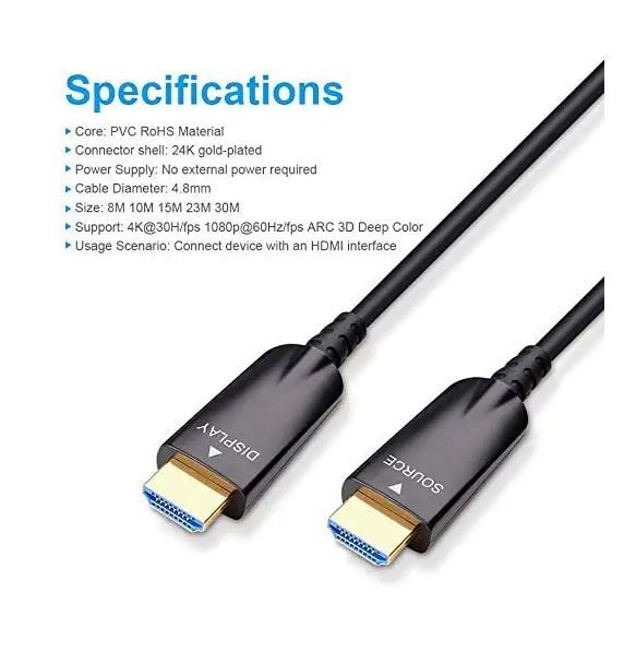 Fiber Optic Hdmi Cable ,Transmission Speed, High Speed, Compatible with HDMI Devices Laptop Desktop TV Set-top Box Gaming Console - 50M - Image 3