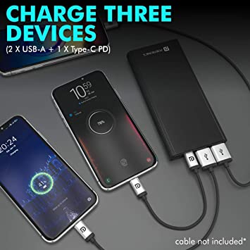 Portronics Power M 10K 10000 mAh Metal Housing Power Bank with Dual Input (Type C + Micro USB) & Triple Output - Image 4