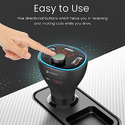 Portronics Auto 15 Bluetooth - FM Transmitter In-Car Fast Charger (PD 20W+QC3.0) (Black) - Image 2
