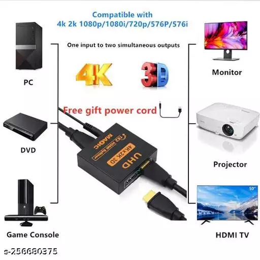 HDMI Splitter 1x2 High Definition Multimedia Interface (Black) - Image 3