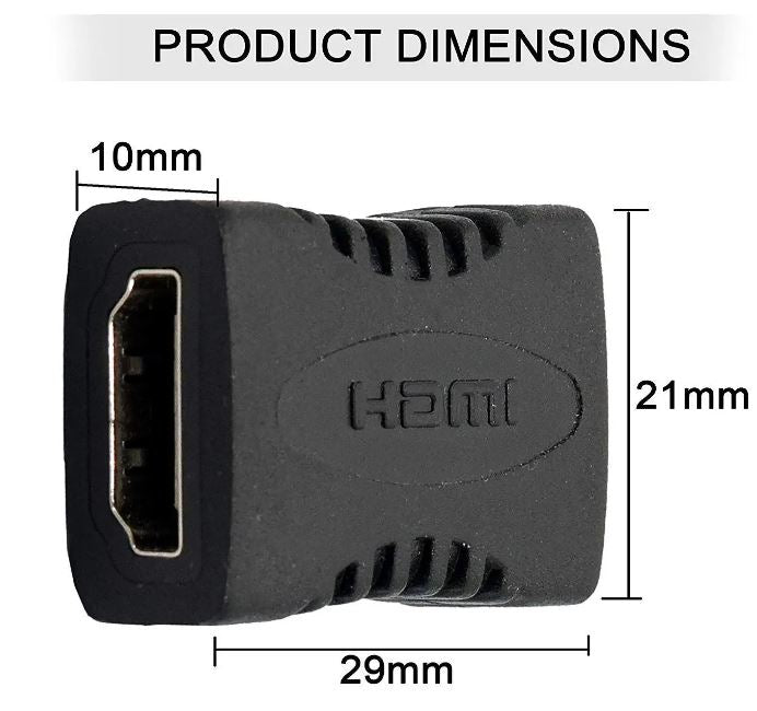 HDMI Female to Female Type-A Coupler Extender | Converter for HDTV, TV Stick, Chromecast, Laptop, Projector (Black) - Image 3