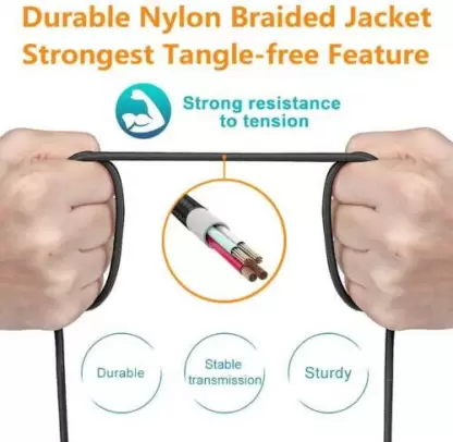 Champion USB to Type-C 2.4Amp Data Sync & Charging Cable Braided 1M for all Android & Type-C Devices (Red) - Image 3