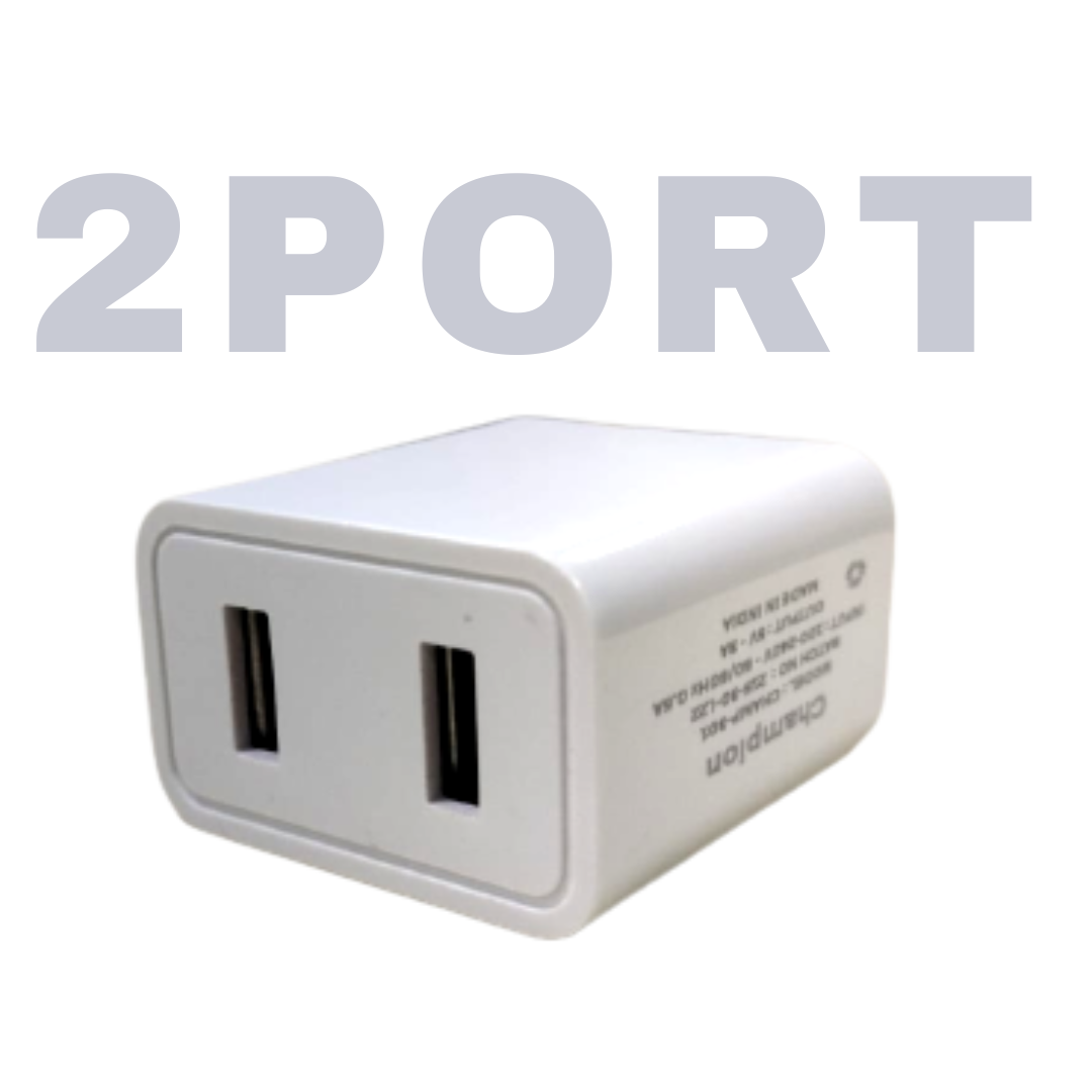 Champion 3A Quick Charging 2 USB Port 15W Fast Charger Adapter (White) - Image 2