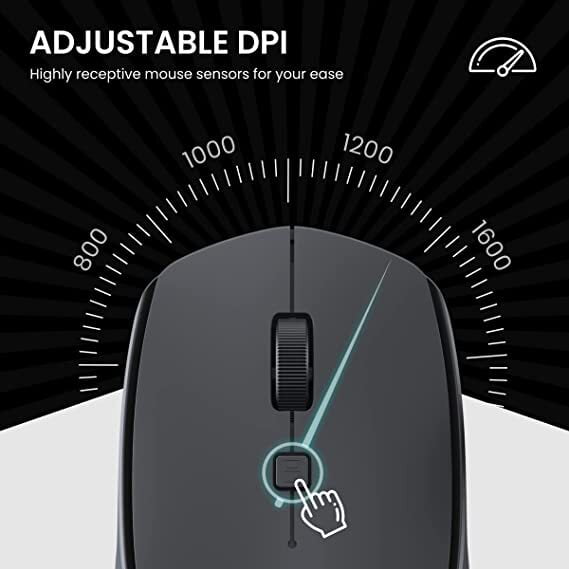 Portronics Toad 23 Wireless Optical Mouse with 2.4GHz, USB Nano Dongle, Click Wheel, Adjustable DPI (Black) - Image 4