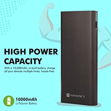 Portronics Power M 10K 10000 mAh Metal Housing Power Bank with Dual Input (Type C + Micro USB) & Triple Output - Image 5