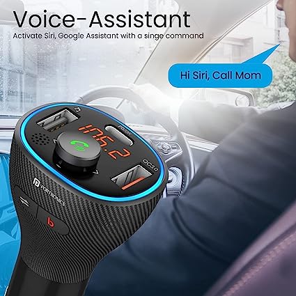 Portronics Auto 15 Bluetooth - FM Transmitter In-Car Fast Charger (PD 20W+QC3.0) (Black) - Image 3