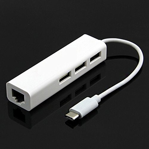 Type C to LAN Macbook Fast Ethernet Adapter USB 2.0 3 Port HUB RJ45 100Mbps for MacBook (White) - Image 2