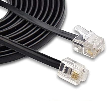Telephone Modem Line Cable RJ11 4 Core (Compatible with Landline Phone, Line Cable, Black )