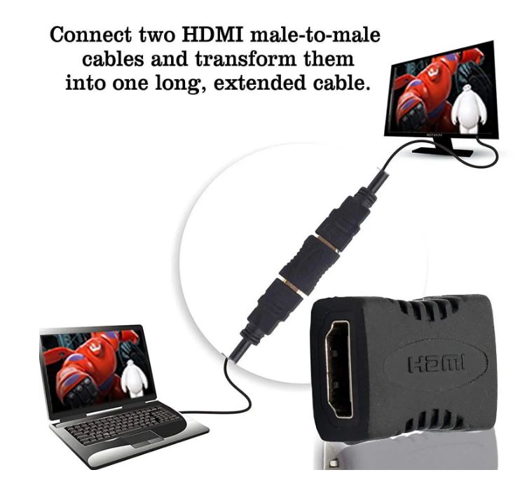 HDMI Female to Female Type-A Coupler Extender | Converter for HDTV, TV Stick, Chromecast, Laptop, Projector (Black) - Image 4