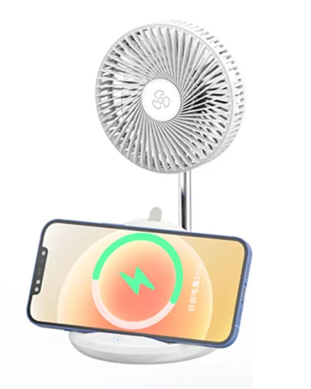 USB Mini Fans 2 in 1 Table Phone Stand With Fast Wireless Charger - Image 2