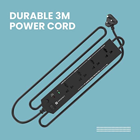 Portronics Power Plate 10 1500W Power Converter with 4 Power Sockets, 3M Cord Length, Short Circuit Protection, Imported Intelligent Chips (Black) - Image 4