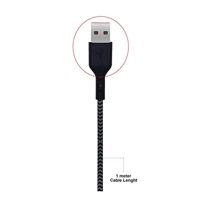 Champion USB to Micro 2.4Amp Data Sync & Charging Cable Braided 1M for all Android & Micro USB Devices (Black) - Image 5