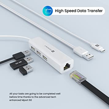 Portronics Mport 60 4-in-1 Multiport Type C/USB Hub,LAN Adapter RJ45 Port,3 USB2.0 Port,Type C OTG Support(White) - Image 2