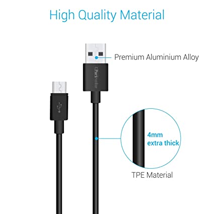 Portronics Konnect Core Plus 2M Fast Charging 3A Micro USB Cable for Android Phones (Black) - Image 2