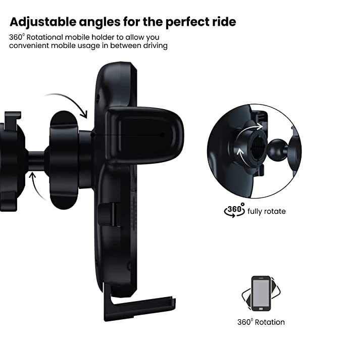Portronics Clamp Y Adjustable Mobile Holder for Car with 360°Rotational,One Click Release Button,(Black) - Image 2
