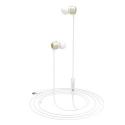 Portronics Conch 20 in Ear Wired Earphone with Type-C Jack, Powerful Audio, Built-in Microphone, Tangle Resistant Cable(White)