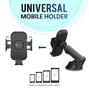 Portronics Clamp M Car Mobile Holder with 360° Rotational, Strong Suction Cup, One Click Release Button (Black) - Image 4