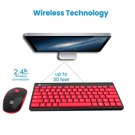 Portronics Key2-A Combo of Multimedia Wireless Keyboard & Mouse, Compact Light-Weight for PCs, Laptops and Smart TV (Red) - Image 5