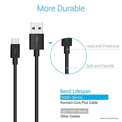 Portronics Konnect Core Plus 2M Fast Charging 3A Micro USB Cable for Android Phones (Black) - Image 5