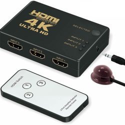 61eB9ZFxsOL._SL1478_ HDMI Switch 3IN1 with IR Remote Control for UHD 2K 4K Support, Full HD 1080P, 3D, Switch Splitter with Remote Control, HD Audio ,Supports Blu-ray, Netflix, PS4/PS3 (Black)