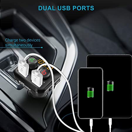Portronics AUTO 10 Bluetooth - FM Transmitter in-Car Radio Adapter 3.4A Dual USB Fast Charger (Black) - Image 5