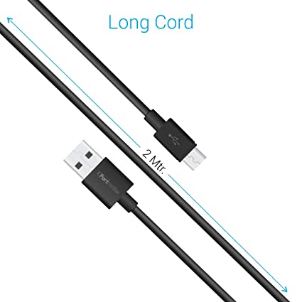 Portronics Konnect Core Plus 2M Fast Charging 3A Micro USB Cable for Android Phones (Black) - Image 3