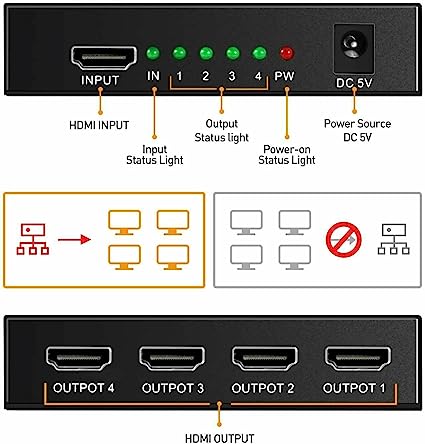 HDMI Splitter 1X4 Out Supports 3D 4K x 2K 30HZ Full HD 1080P - Image 3