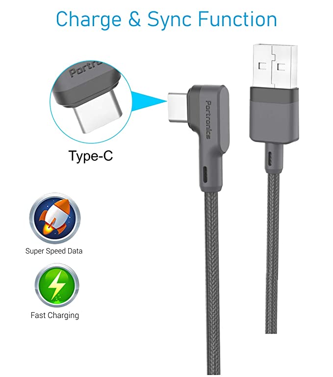 Portronics Konnect L POR-1081 Fast Charging 3A Type-C Cable 1.2M (Grey) - Image 4