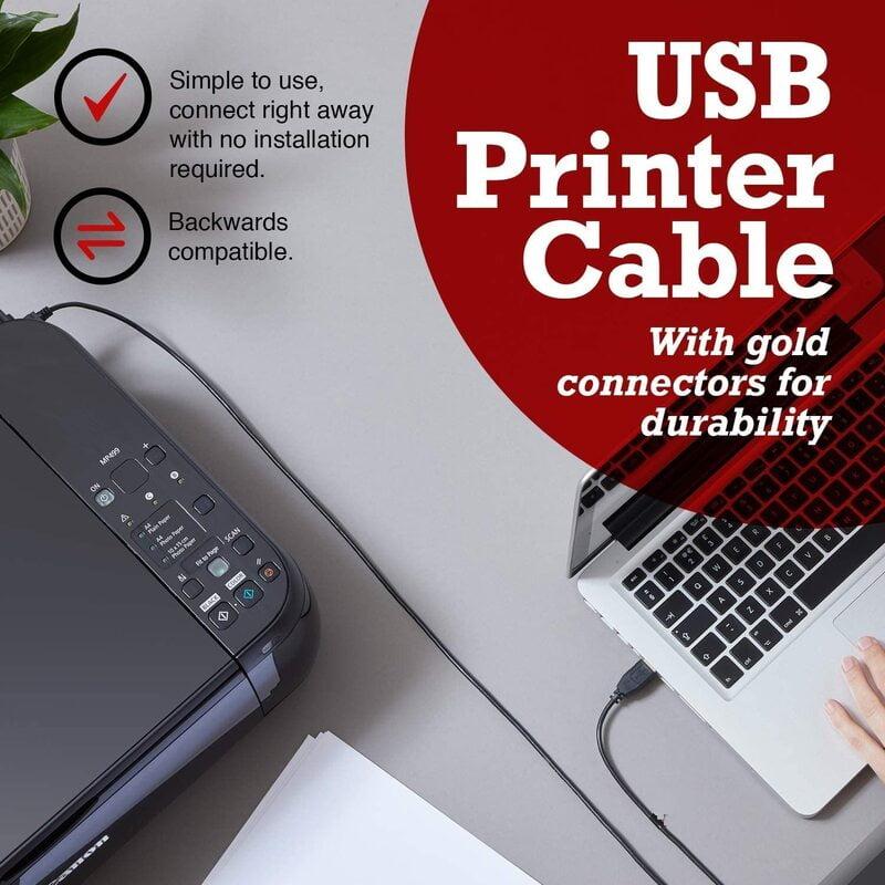 Champion USB Printer Cable | USB A to B High-Speed Cord for Printers & Scanners - Image 6