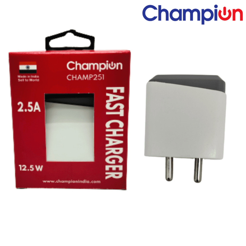 Champion 2.4 Amp 12.5W Charger Single USB Port Adapter (White) - Image 5