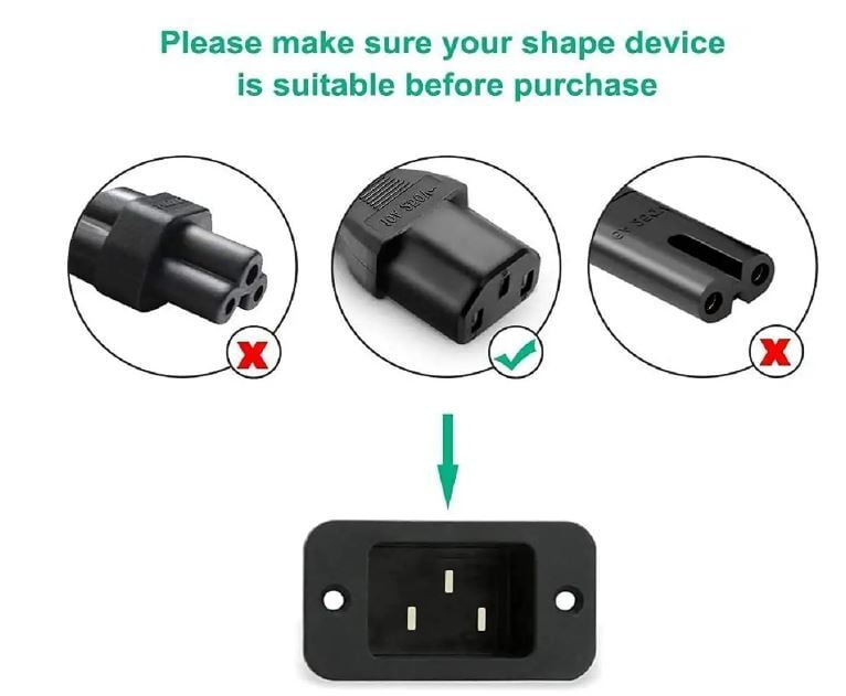 Desktop Power Cord Cable 1.8 Mtr 3 Pin Cable (Black) - Image 2