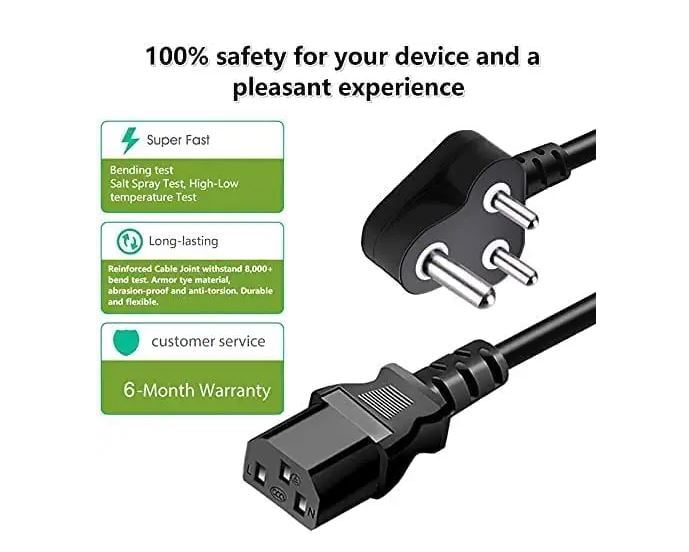 Desktop Power Cord Cable 1.8 Mtr 3 Pin Cable (Black) - Image 6