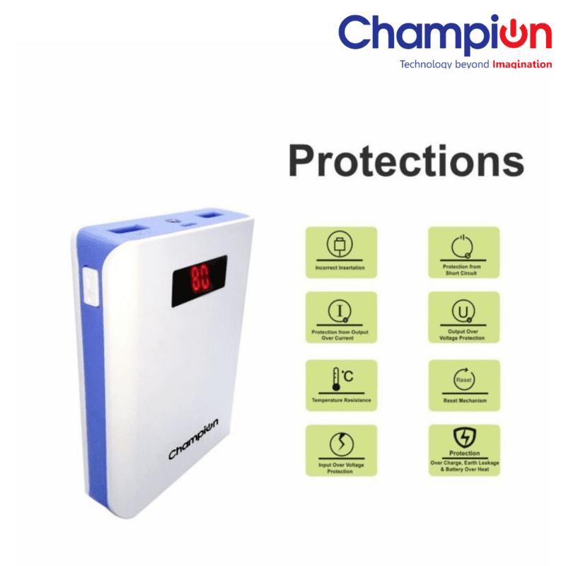 Champion Z-10 10400mAh Digital Power Bank - High-Capacity Portable Charger with LED Display (Multicolor ) - Image 4