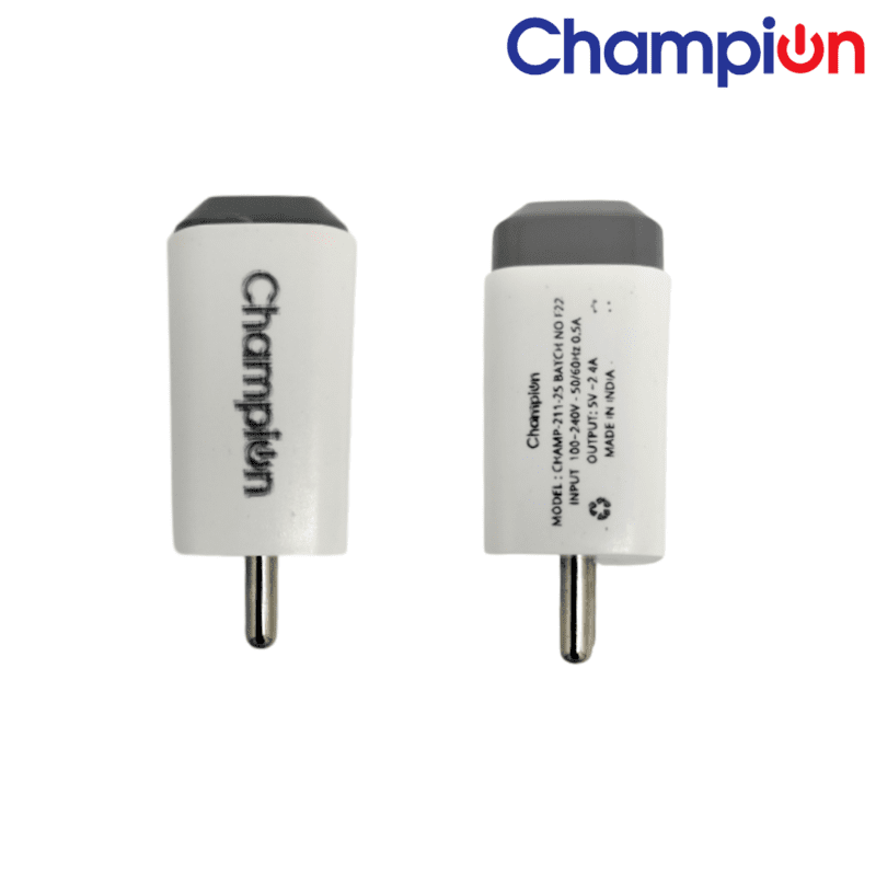 Champion 2.4 Amp 12.5W Charger Single USB Port Adapter (White) - Image 4
