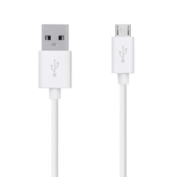 Micro USB Charging Cable 2.4A PVC 30 CM - Compatible with Power Bank ,Headphones ,Neckband and Other USB Devices (White)