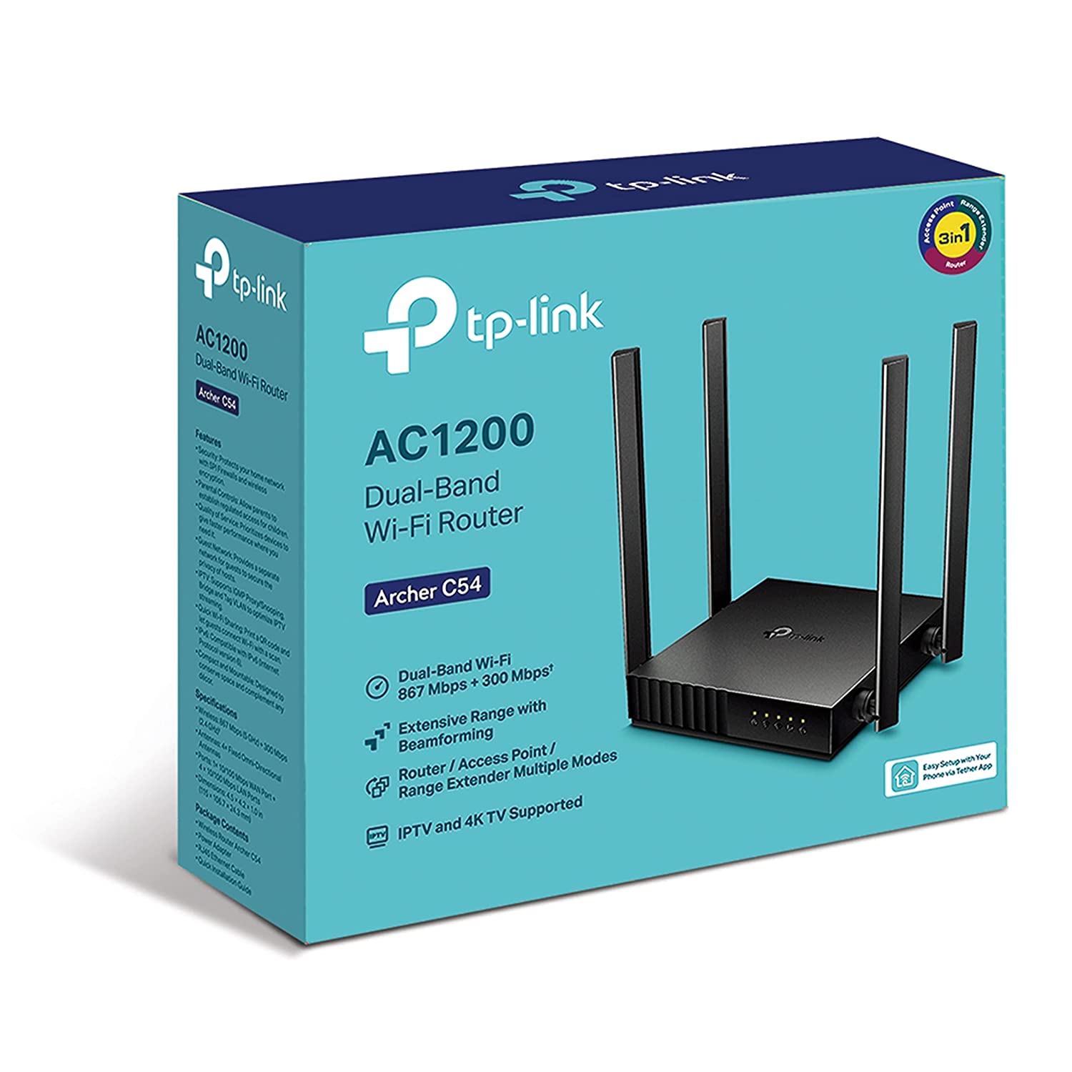 TP-Link Archer C54 AC1200 Dual Band Wi-Fi Router 1200 Mbps Speed 4 Antennas Guest | Network 2.4 GHz (Black) - Image 4