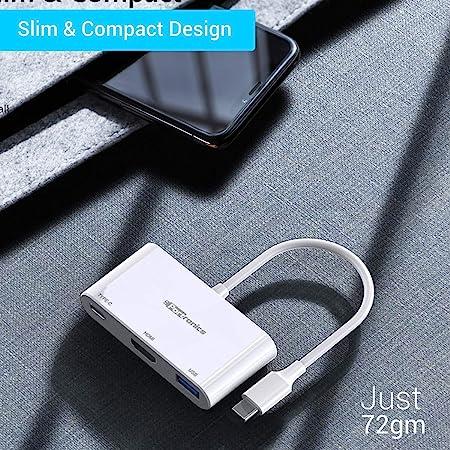 Portronics C-Konnect Type C to HDMI Adapter(3-in-1),Multiport 100W PD Charging Port for Laptop,MacBook(White) - Image 4