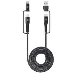 A2.jpg Portronics Konnect J8 3-in-1 (USB A + Type C to 8 Pin + Type C) Fast Charging with 60W Max Output, Nylon Braided, For Android Smartphone 1.2M (Black)