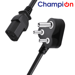 Ads Data Cable (18) Champion Power Cord Cable for Desktop Computer 1.2 Mtr 3 Pin Cable (Black)