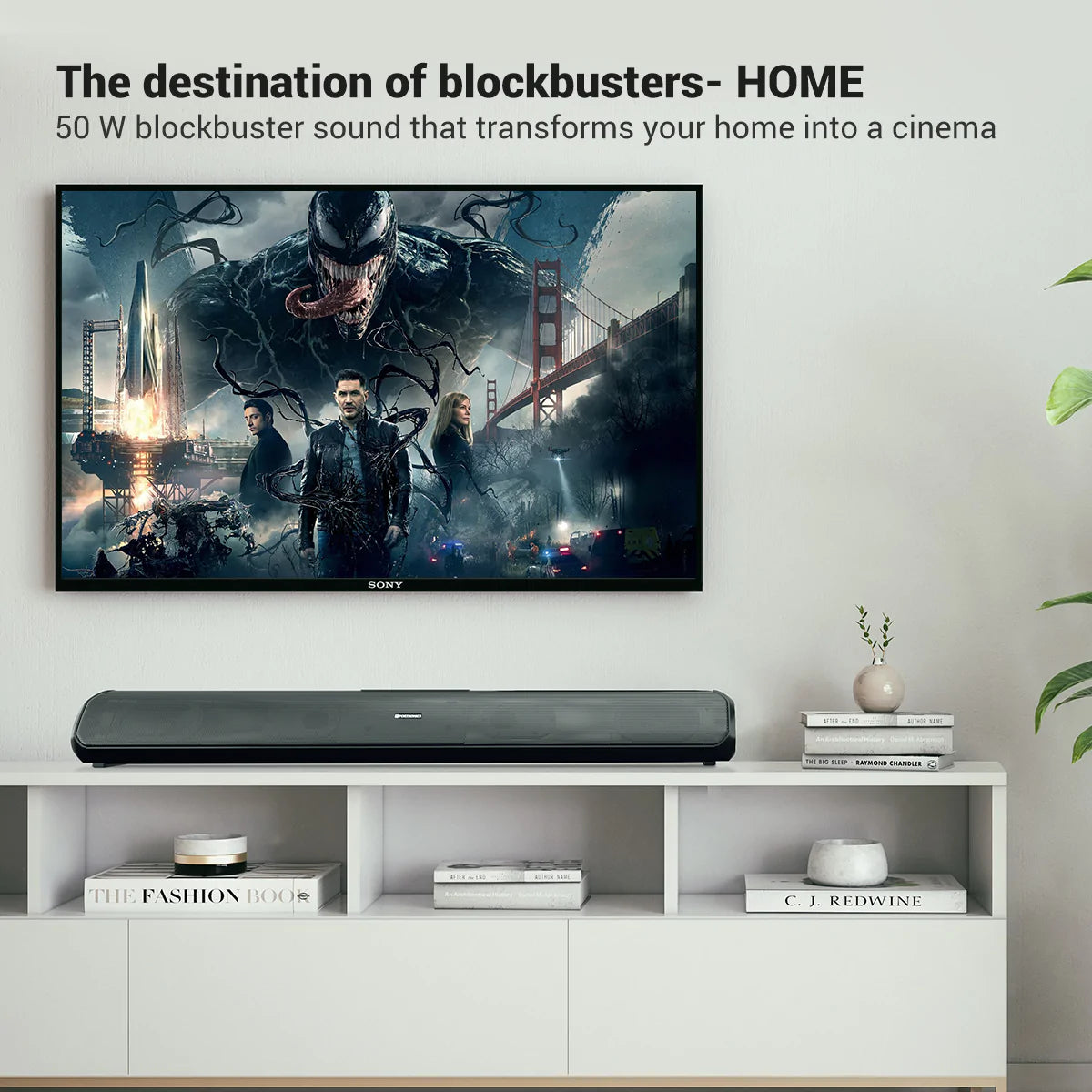Portronics Sound Slick 7 50W Wireless Soundbar with Aux in 3.5 mm in-Built Power Cable - Image 2