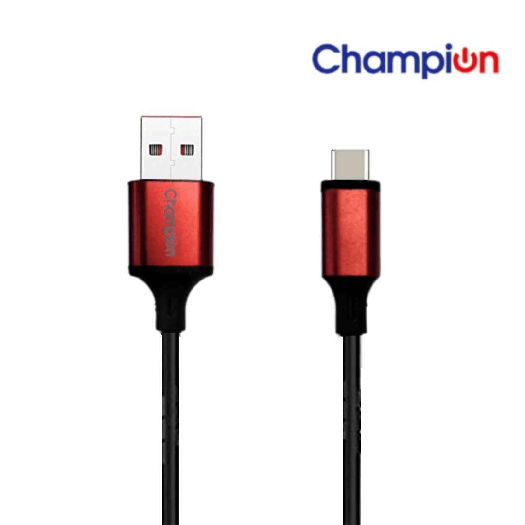 Champion USB to Type-C 3Amp Data Sync & Charging Cable Metal 1M for all Android & USB Type-C Devices (Red) - Image 2