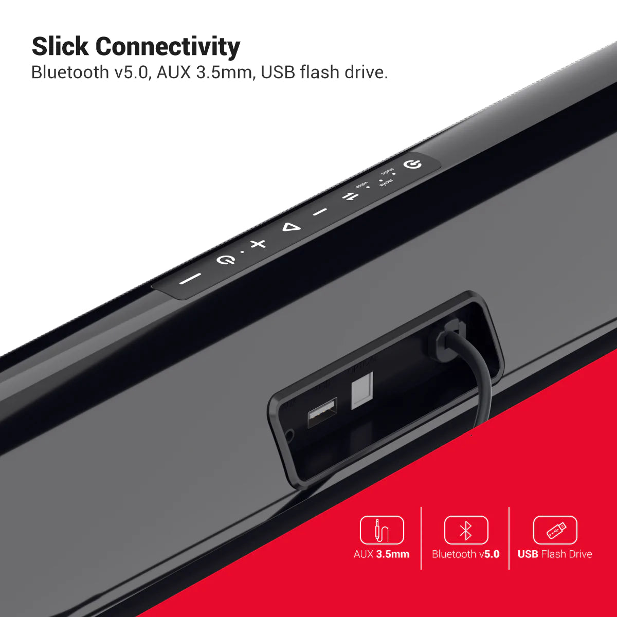Portronics Sound Slick 7 50W Wireless Soundbar with Aux in 3.5 mm in-Built Power Cable - Image 3