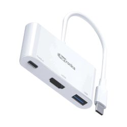 C-konnect-1-1.jpg Portronics C-Konnect Type C to HDMI Adapter(3-in-1),Multiport 100W PD Charging Port for Laptop,MacBook(White)